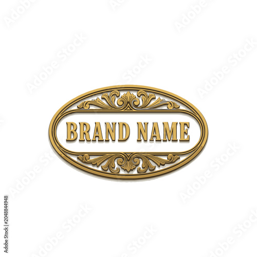 Golden Brand Name Label Emblem.