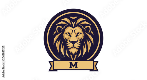 Golden Lion Head Logo Emblem.