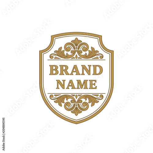 Golden Shield Brand Name Logo Design.