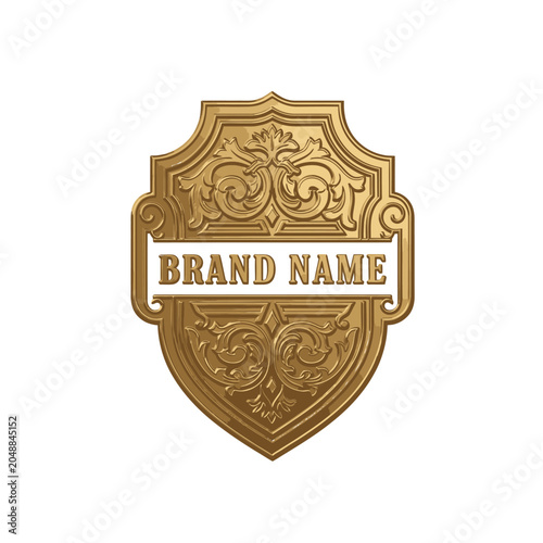 Golden Shield Emblem Logo Design.