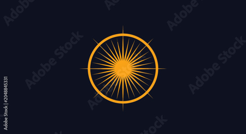 Golden Sunburst Design Element Icon.