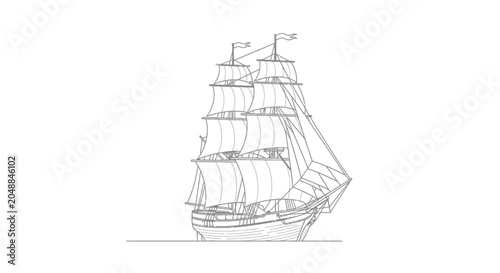 Tableau sur toile Vintage Sailing Ship Illustration Design.