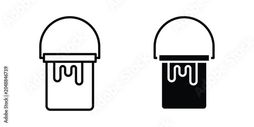 Fotografie Paint bucket icon. line and filled black pictograms.