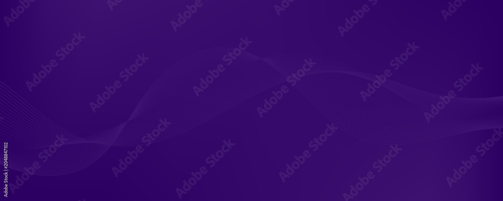 Naklejka premium Dark purple background banner with abstract linear waves
