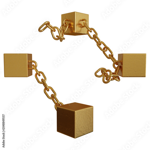Golden Cubes Connected by Chains

