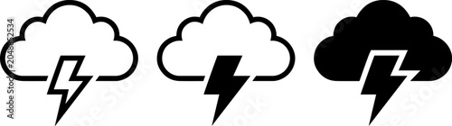 Photos Set of thunderstorm weather icons isolated on white background