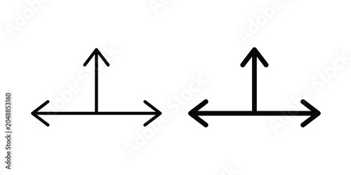 Tableau sur toile Three way icon. line and filled black pictograms.