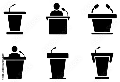 Schilderij op canvas podium speaker lectern icon set