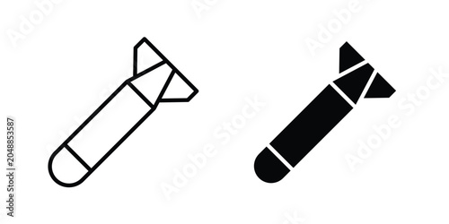 Cuadro en lienzo Torpedo icon. line and filled black pictograms.