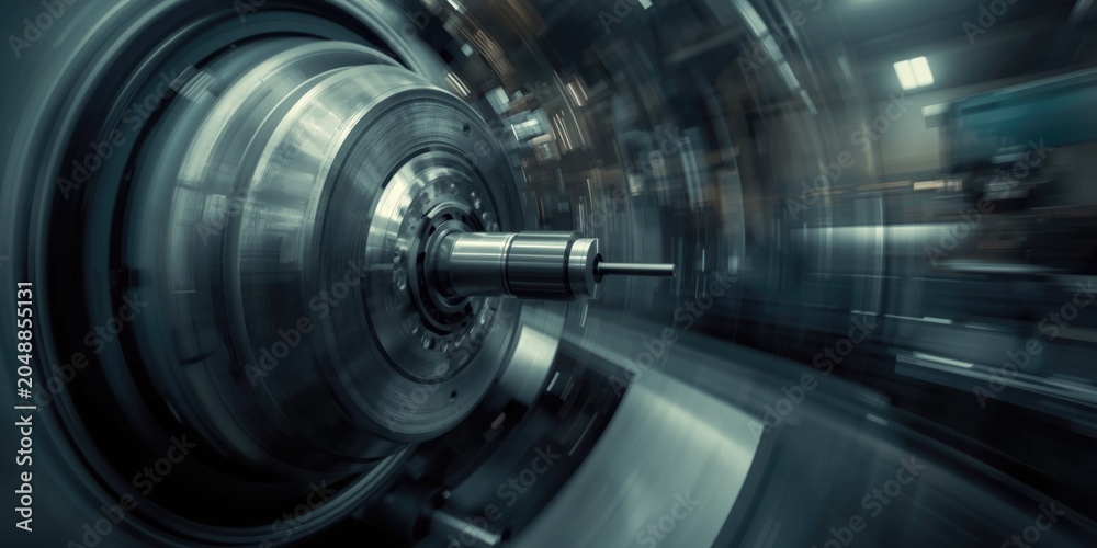 Fototapeta premium Industrial machine tool component spinning with motion blur