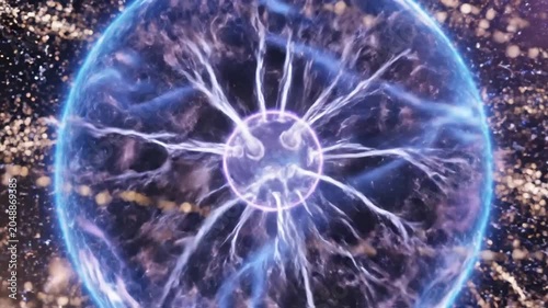 Plasma Ball Energy Display with Electric Discharge & Lightning Effects for Science, Technology & Innovation Concepts