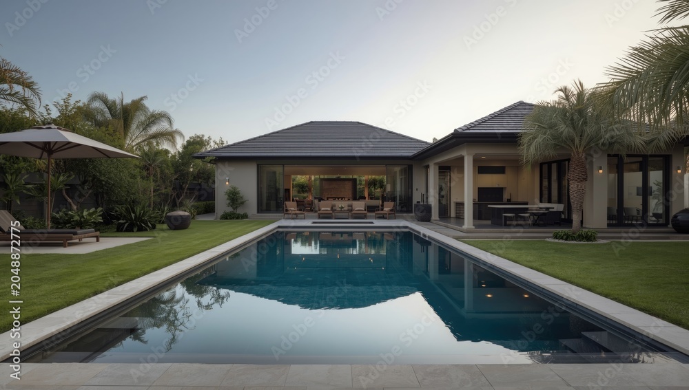 Fototapeta premium Stylish property designed around a private swimming pool feature