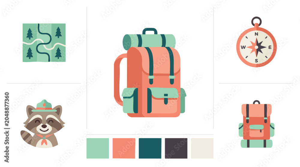 Naklejka premium Camping Gear and Supplies Collection.