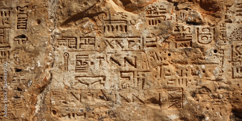 Fototapeta premium Urartian Rock Engraved with Historic Cuneiform Script