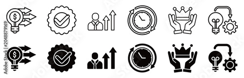 Kaizen icon set. success and implementation vector illustration concept