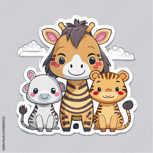 Cute Cartoon Animals Sticker Set