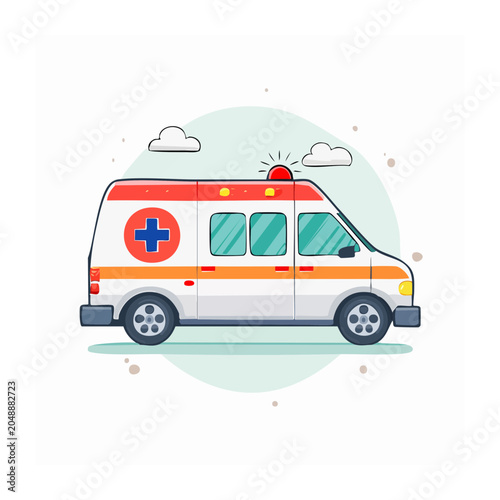 Flat design illustration of an ambulance with medical cross