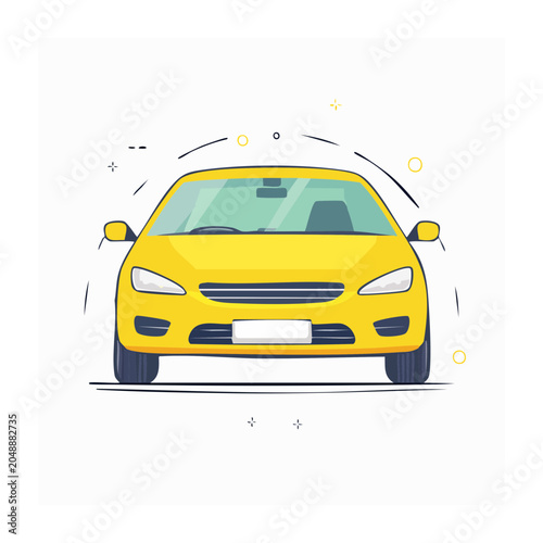Flat design illustration of a yellow car