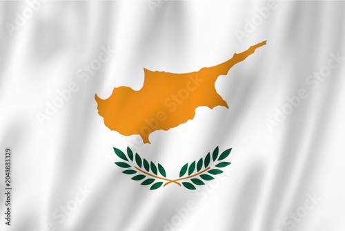 Flag of cyprus waving in the wind with soft fabric texture pattern design