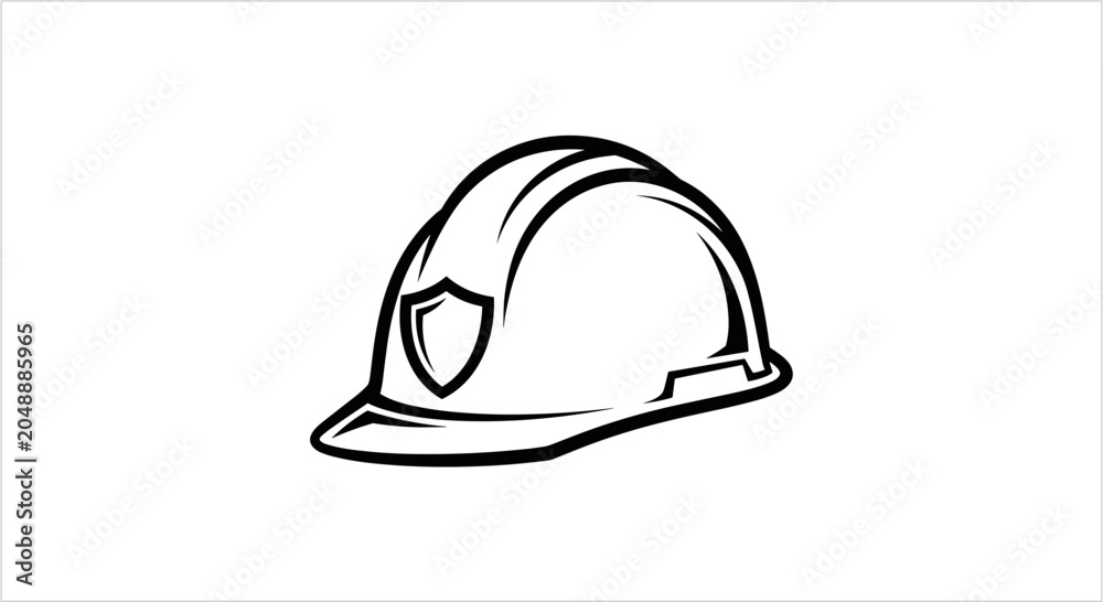 Fototapeta premium Hard Hat Safety Icon with Shield Emblem.