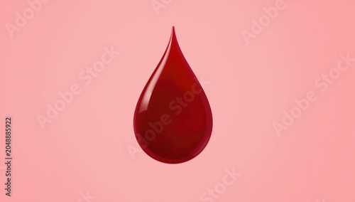 Polished red blood droplet isolated on a simple background encouraging donation commitment