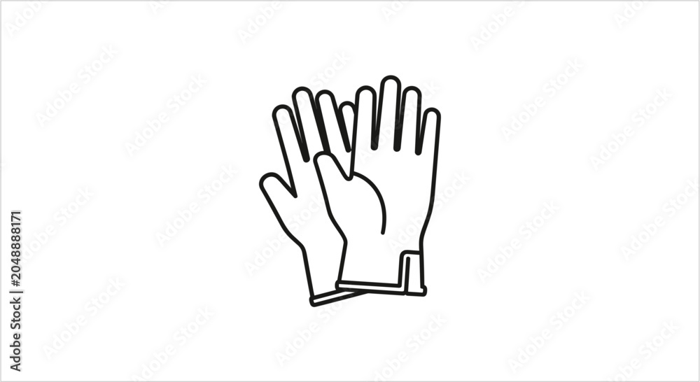 Obraz premium Simple Line Art Icon of Protective Gloves for Work.