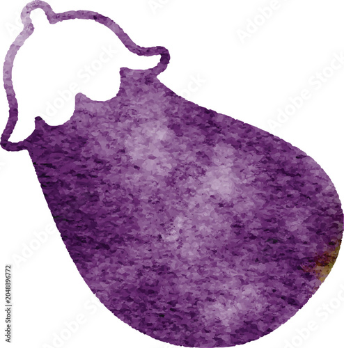 Watercolor eggplant vegetable icon simplified