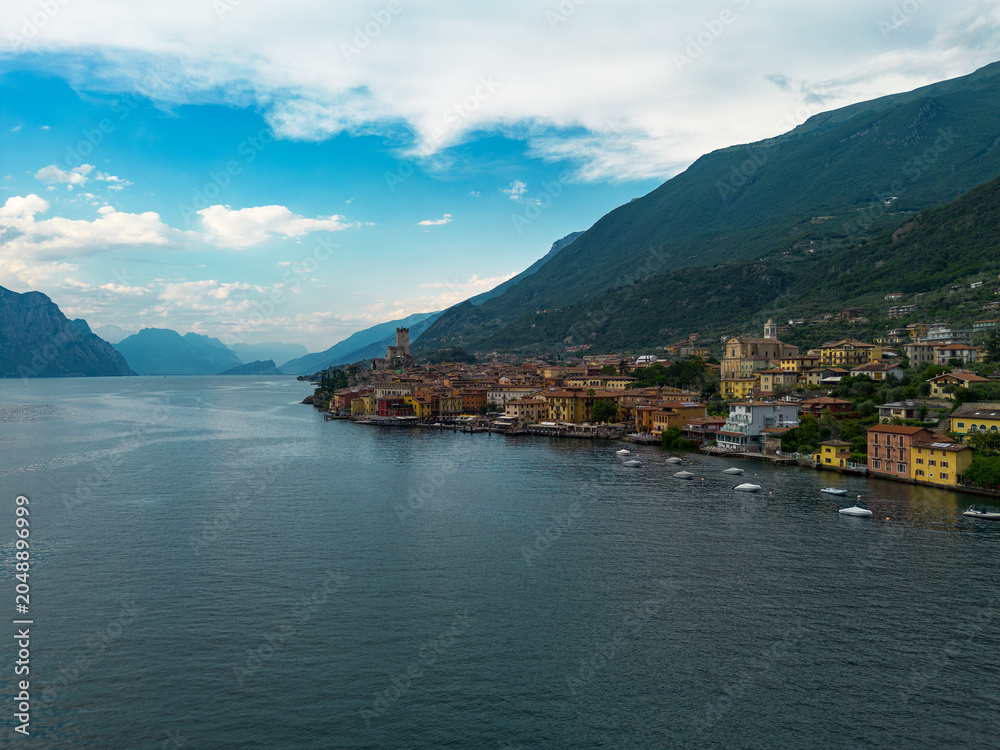 Fototapeta premium Aerial view of the town of Malcesine on Lake Garda