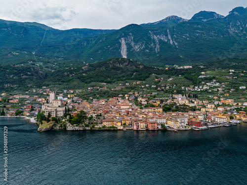 Fotografie Aerial view of the town of Malcesine on Lake Garda