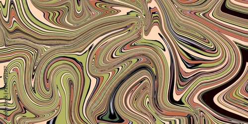 Tablou pe pânză Abstract earth-tone marble swirl artwork blending olive green, beige and terracotta fluid lines into a contemporary decorative background