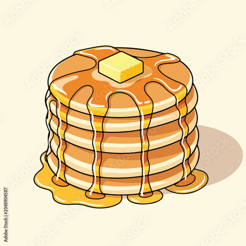 Billede på lærred A stack of pancakes with syrup and butter on top (9)