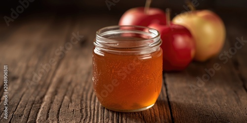 Homemade apple jelly in gla...