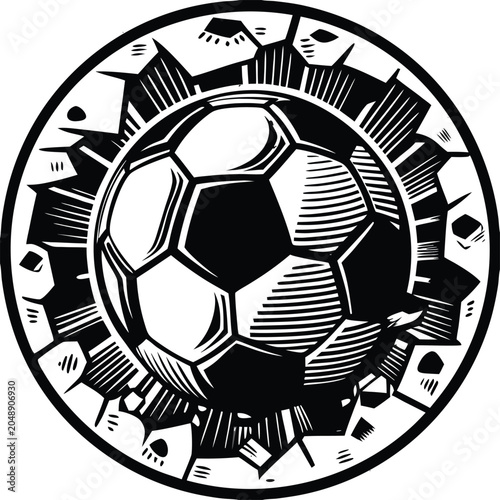 Black soccer ball, sports icon, football symbol, vector illustration