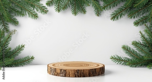 Empty wooden stand with a w...