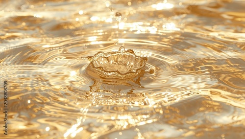 Radiating golden water text...