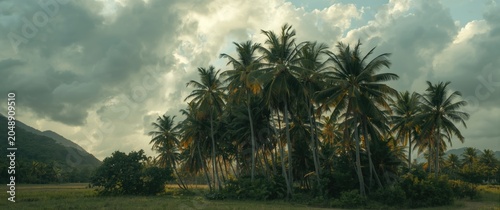 Towering palm foliage with ...