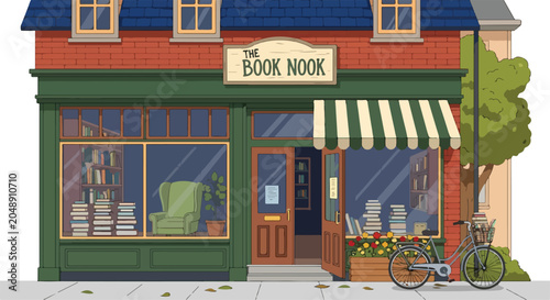 Photos A quaint bookstore with a bicycle parked outside