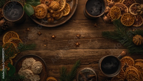 Rustic wooden tabletop with...