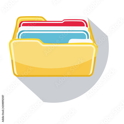 Yellow file folder with tabs and documents