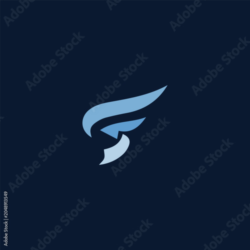 Minimalist Letter F Wing Logo Template - Editable EPS with Abstract Flight Logistics and Tech Icon