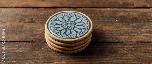 Rustic wooden surface holdi...