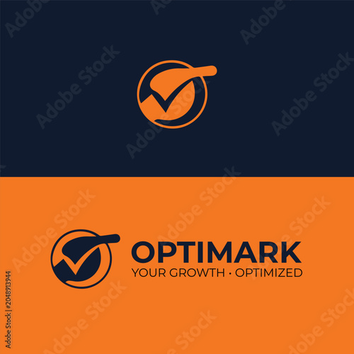 Modern Growth Check Mark Logo Template - Editable EPS with Abstract Business Optimization Network Icon