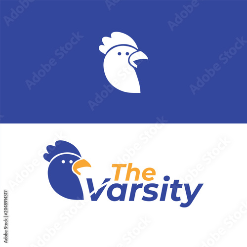 Minimalist Chicken Rooster Logo Template - Editable EPS with Abstract Fresh Poultry and Meat Shop Icon