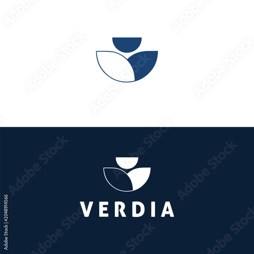 Minimalist Geometric Leaf Flower Logo Template - Editable EPS with Abstract Organic Wellness and Spa Icon
