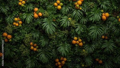 Rich tropical greenery wall...