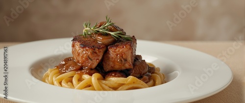 Mouthwatering pork served w...