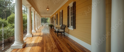 Traditional yellow house wi...