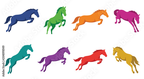 Foto Colorful Horse Silhouettes A Vector Illustration Of Galloping Equines