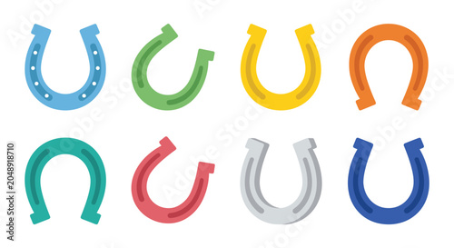 Foto Colorful Horseshoe Shapes Flat Vector Illustration horseshoes