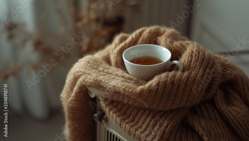 Winter tea time with cup en...